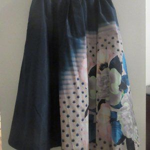 Tracy Reese Midi Navy/Floral Skirt